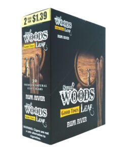 Sweet Woods Rum River Leaf Cigars, box of 15 pouches of 2